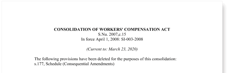 Workers' Compensation Act Nunavut