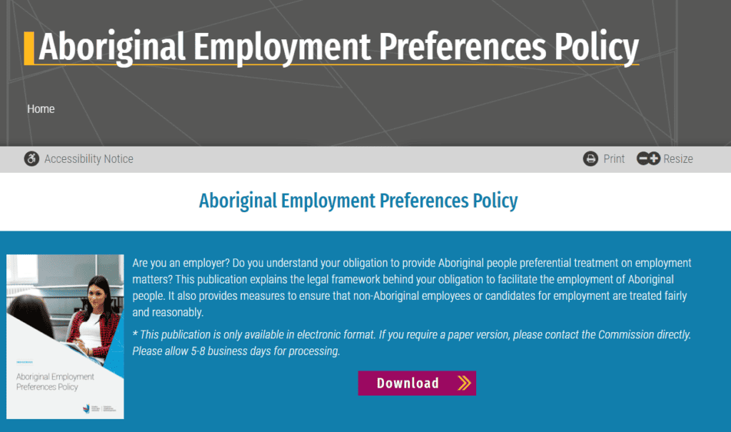 Aboriginal Employment Preferences Policy