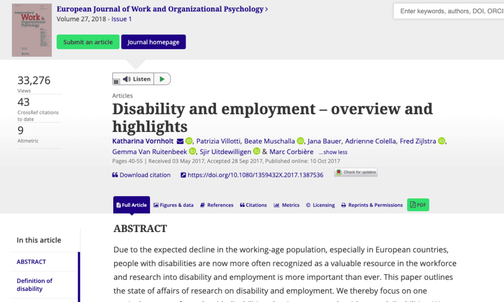 Disability and employment – overview and highlights