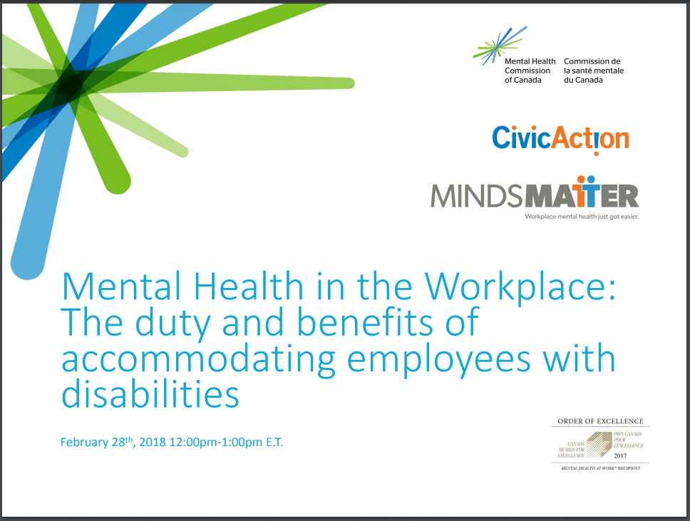 Mental Health in the Workplace: The duty and benefits of accommodating employees with disabilities