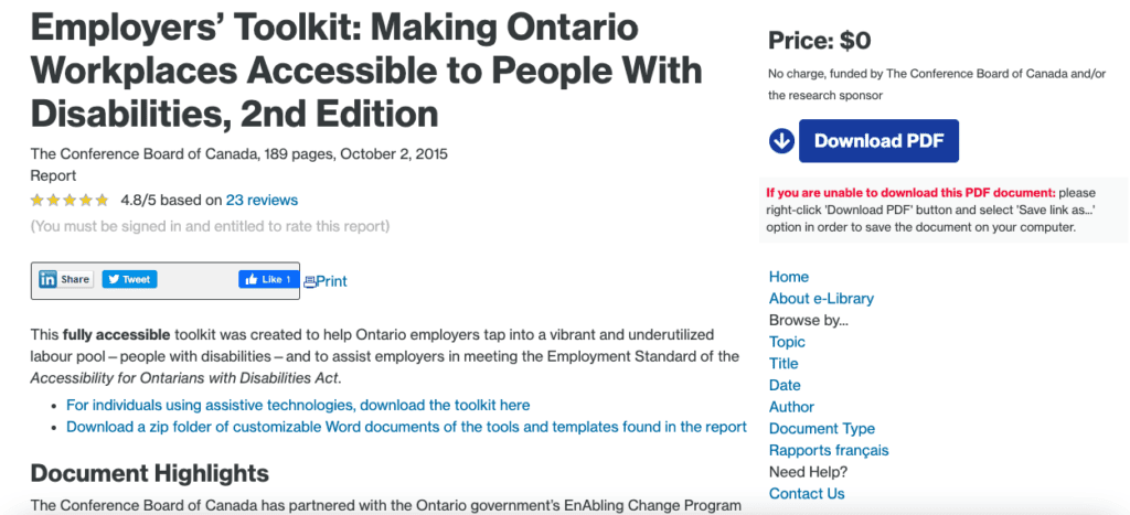 Employers’ Toolkit: Making Ontario Workplaces Accessible to People With Disabilities