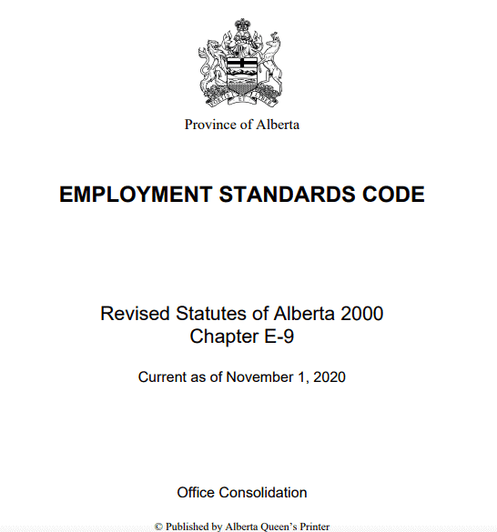 Employment Standards Code - Alberta