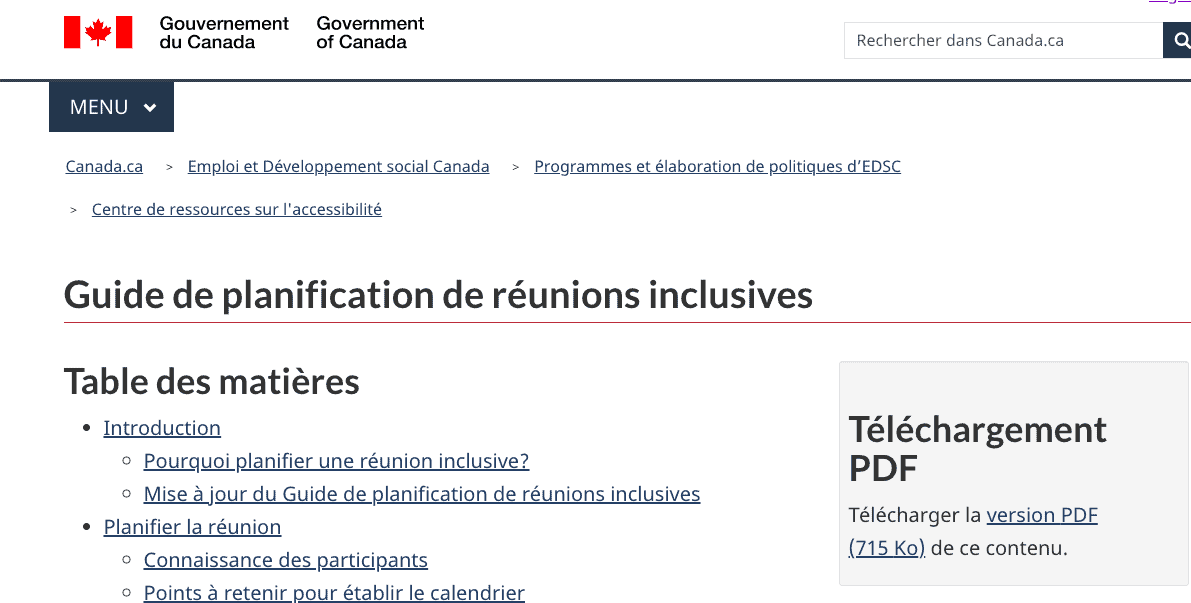 Guide de planification de réunions inclusives