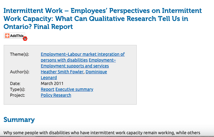 Intermittent Work – Employees’ Perspectives on Intermittent Work Capacity
