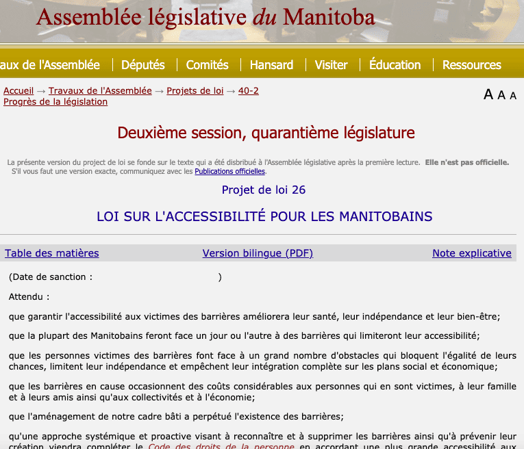 La Loi sur l’accessibilité pour les Manitobains