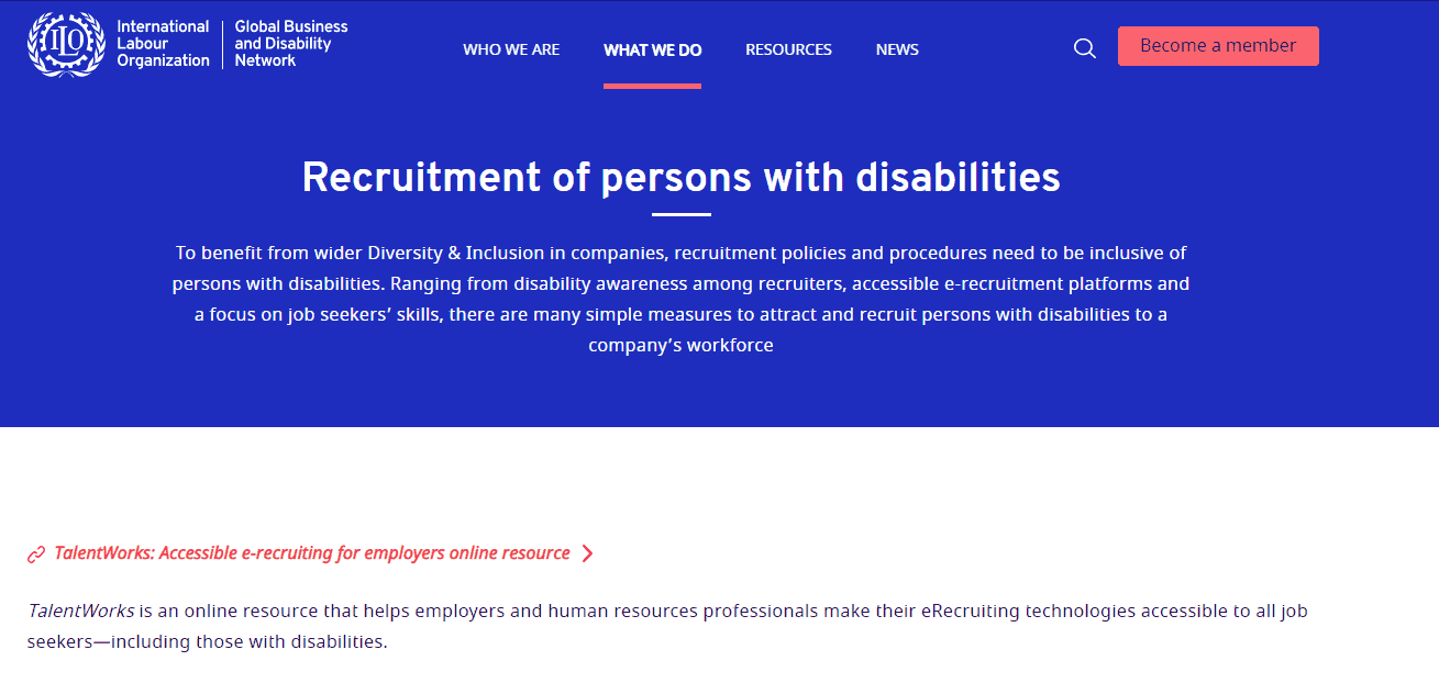 Recruitment of persons with disabilities