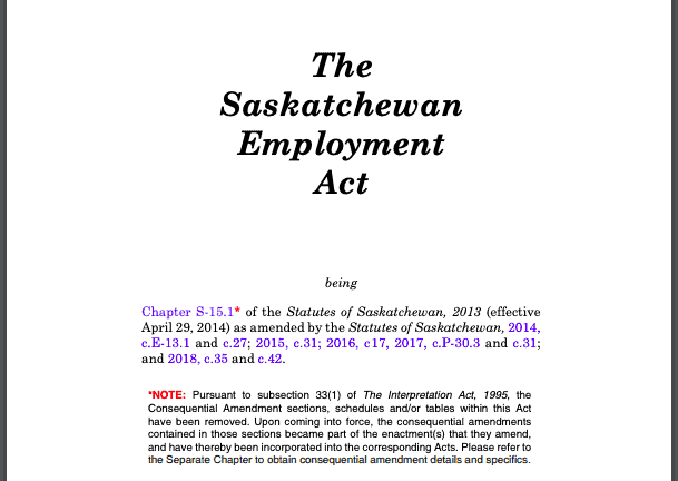Saskatchewan Employment Act