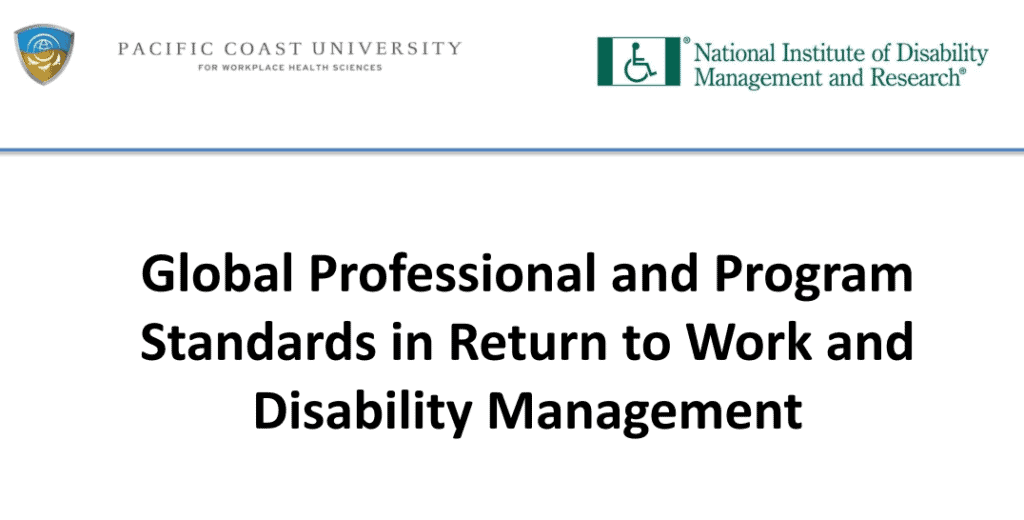 Global Professional and Program Standards in Return to Work and Disability Management