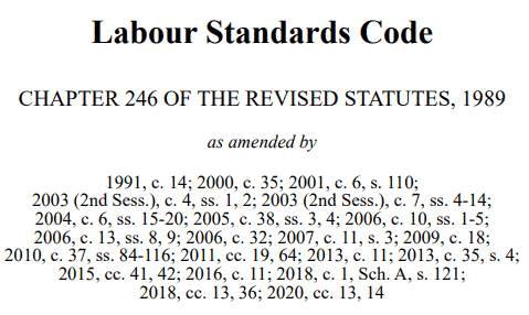 Nova Scotia Labour Standards Code