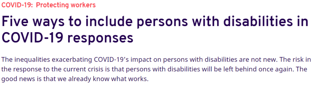Five ways to include persons with disabilities in COVID-19 responses