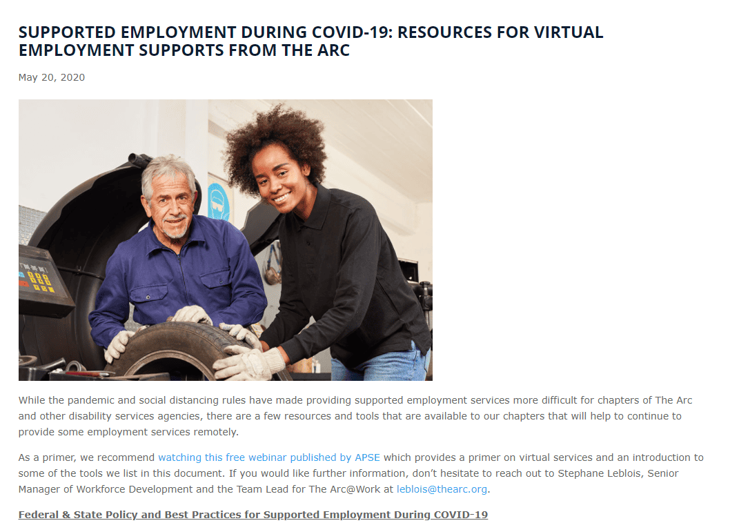 Supported Employment During COVID-19 Resources for Virtual Employment Supports