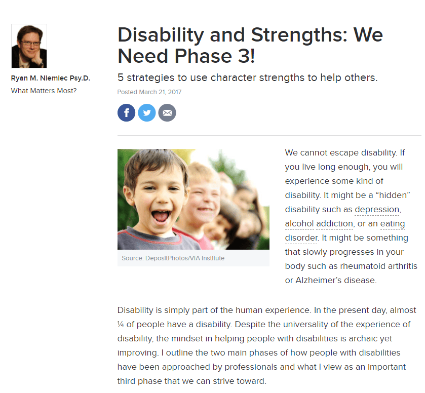 Disability and Strengths: 5 Strategies to Use Character Strengths to Help Others