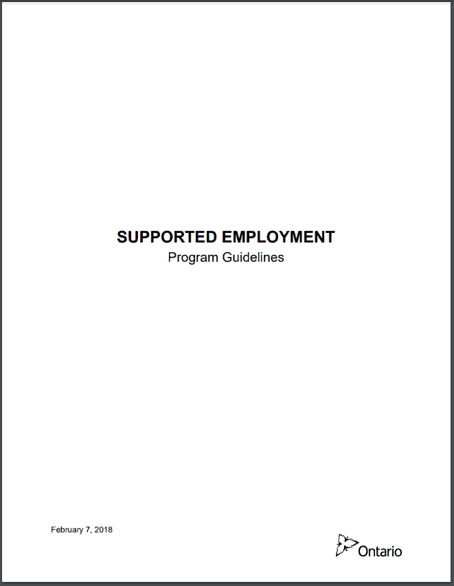 Ontario Supported Employment Program Guidelines