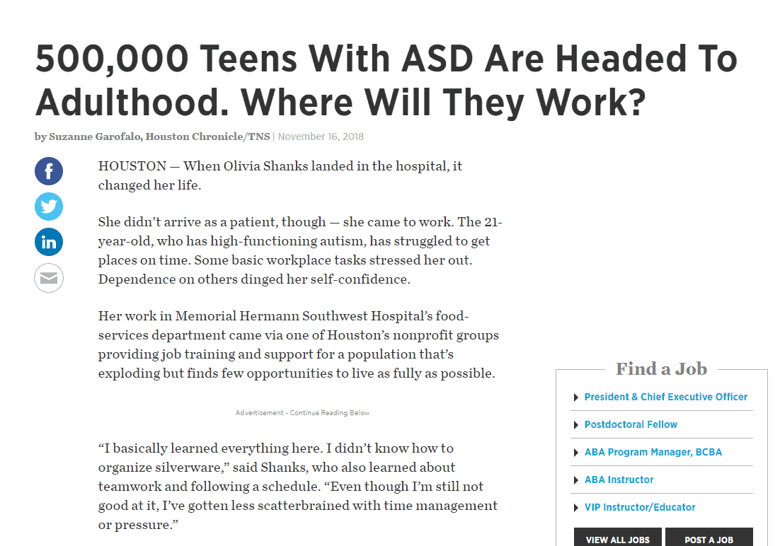 500,000 Teens With ASD Are Headed To Adulthood. Where Will They Work?
