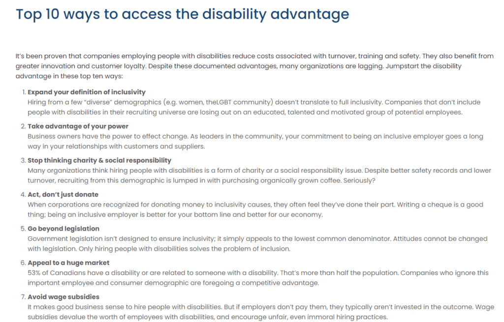 Top 10 ways to access the disability advantage