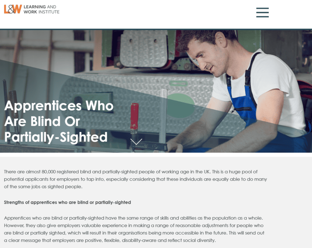 Apprentices Who Are Blind Or Partially-Sighted