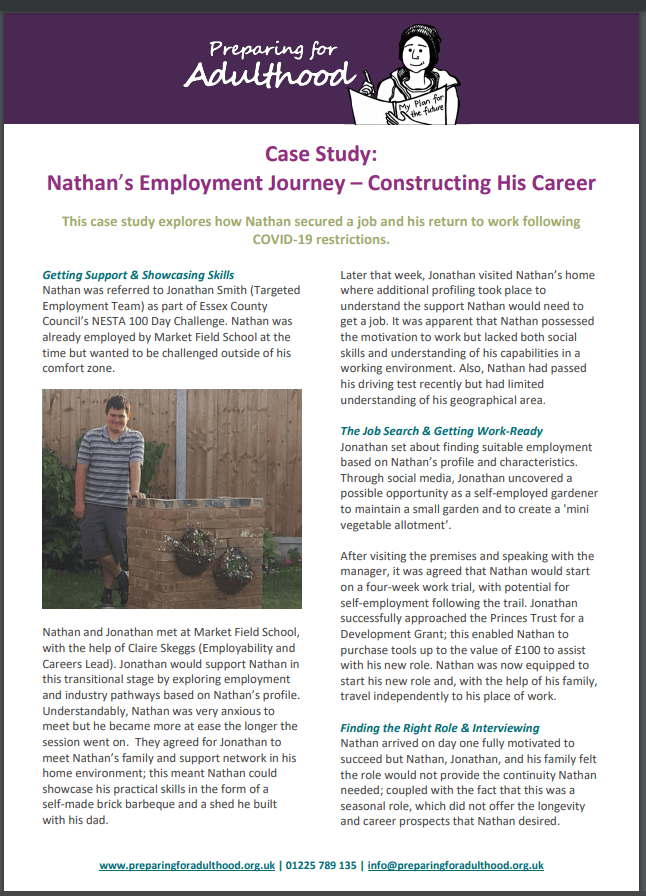 Case Study: Nathan’s Employment Journey – Constructing His Career