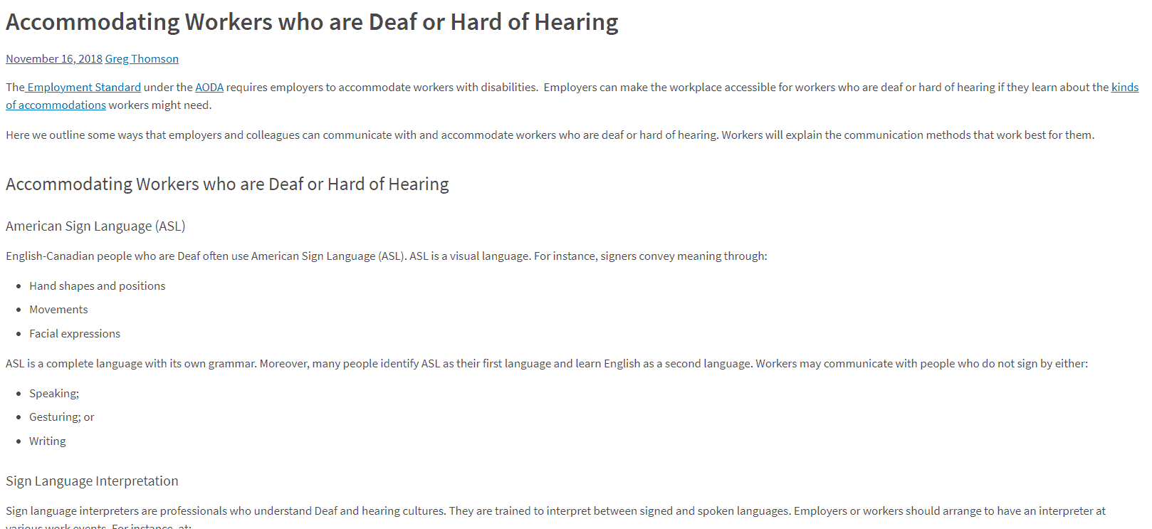 Accommodating Workers who are Deaf or Hard of Hearing