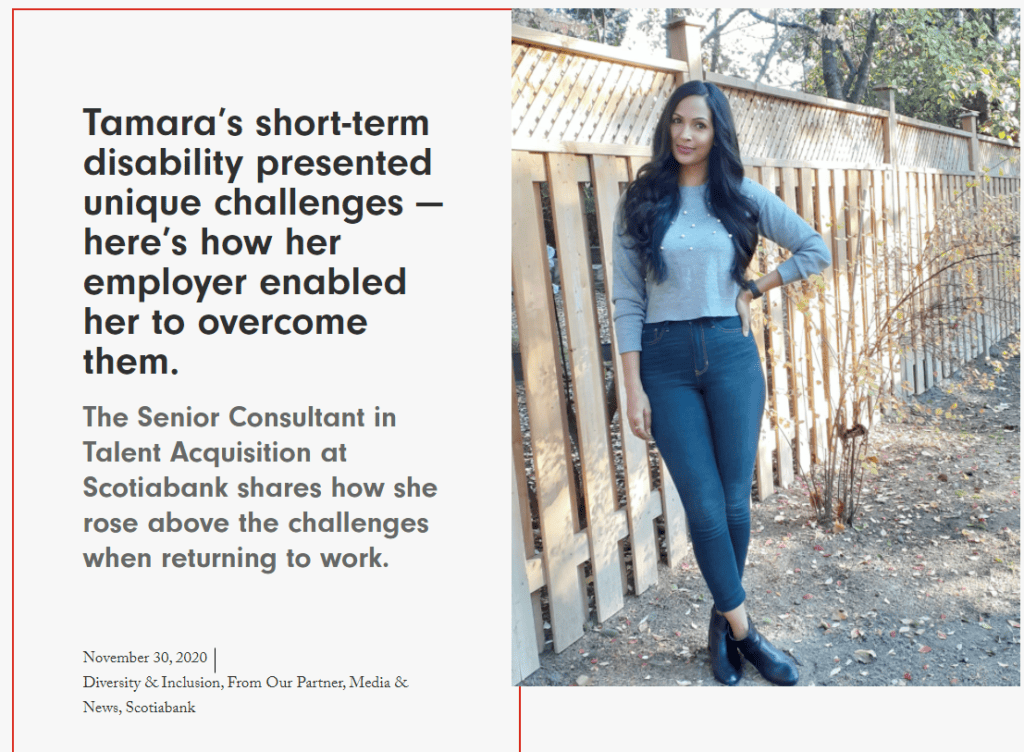 Tamara’s short-term disability presented unique challenges — here’s how her employer enabled her to overcome them.