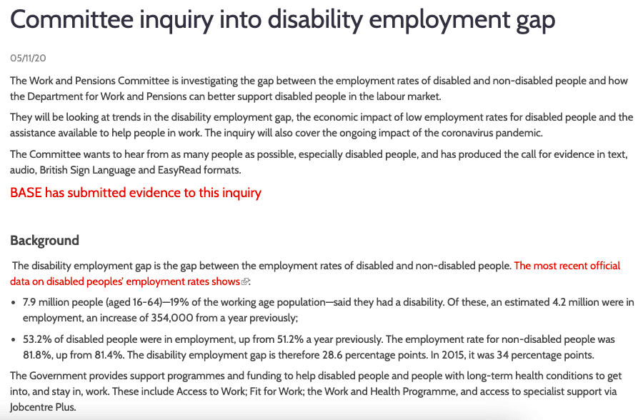 UK inquiry into disability employment gap