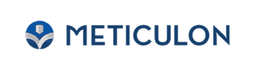 Meticulon logo: blue circular image beside the word Meticulon
