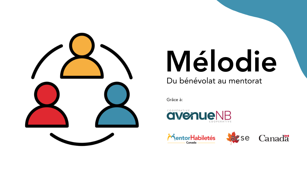 Mélodie : From Volunteer to Mentee. Facilitated by avenueNB. Logos: MentorAbility Canada, the Canadian Association for Supported Employment and the Government of Canada.