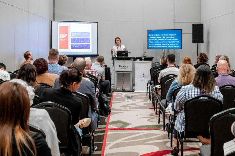 Around 20 delegates at the 2024 CASE National Supported Employment Conference attend a speaker's presentation at the Delta hotel in Regina.