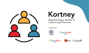 Kortney: Experiencing a Variety of Colours and Textures. Facilitated by Inclusion Yukon, MentorAbility Yukon. Logos: MentorAbility Canada, the Canadian Association for Supported Employment and the Government of Canada.