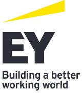Logo: EY Canada. Building a better working world. Yellow beam moving upwards towards right on top of letters EY.