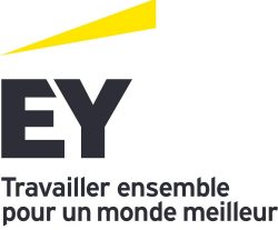 Logo: EY Canada. Travailler ensemble pour un monde meilleur. Faisceau jaune se déplaçant vers la droite au-dessus des lettres EY.