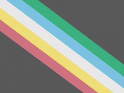 Alt text: Image of rectangular Disability Pride flag with black background and diagonal stripes that are red, yellow, white, blue and green.
